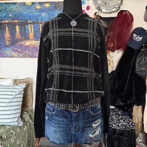 Dockers Vintage Chenille Plaid Knit Sweater Wool Blend Men's M